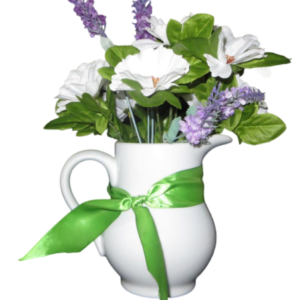 White Ceramic Creamer Pitcher with lavender and lilacs...